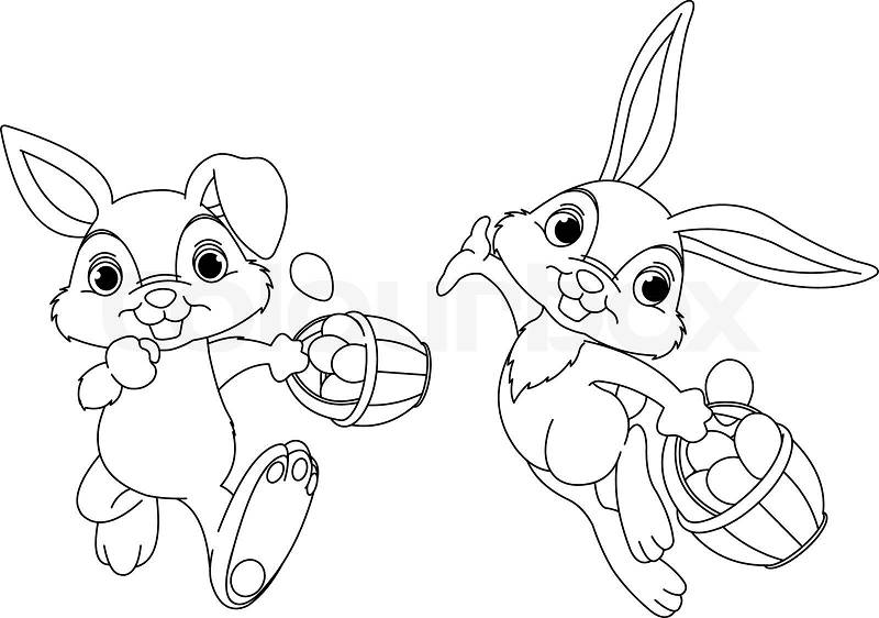 bunny hiding eggs malvorlagen  vektorgrafik  colourbox